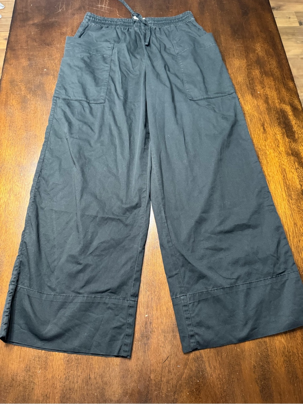 Everlane Black Wide-Leg Cargo Drawstring Pants